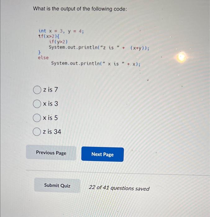 Solved What is the output of the following code: int | Chegg.com