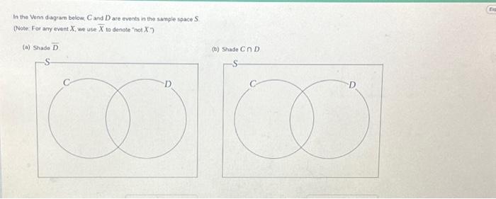 Solved In the Venn diagram below, C and D are events in the | Chegg.com