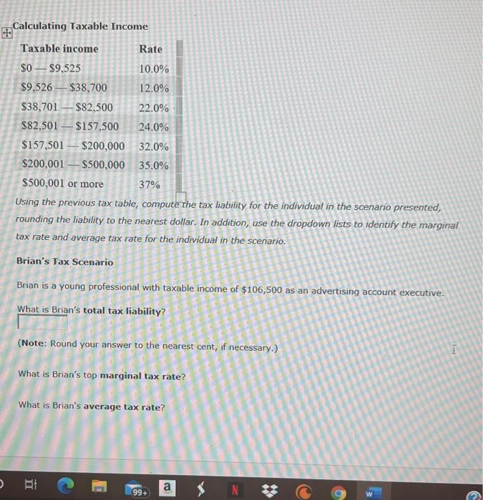 Solved Calculating Taxable Income Taxable income Rate | Chegg.com
