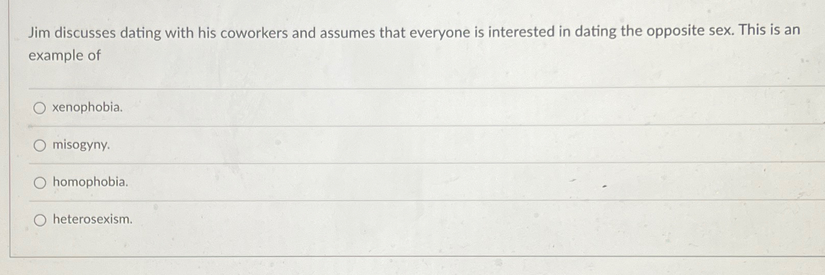 Solved Jim discusses dating with his coworkers and assumes | Chegg.com