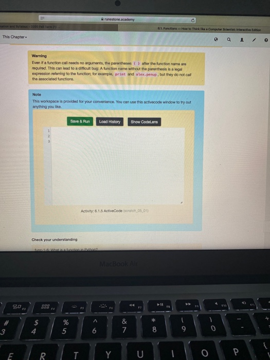 runestone academy 1. Puctions - How to ThinkComputer | Chegg.com