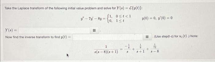 Solved Take the Laplace transform of the following initial | Chegg.com