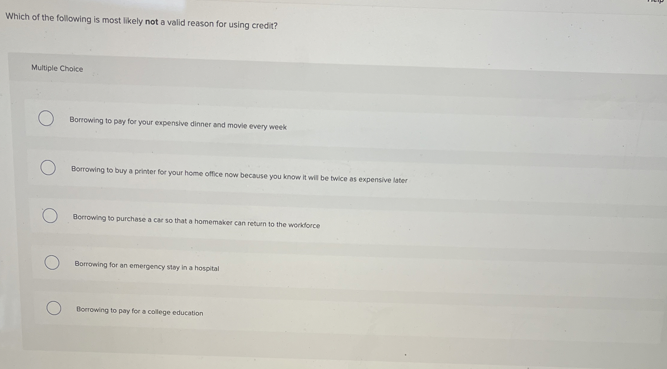 Solved Which of the following is most likely not a valid | Chegg.com