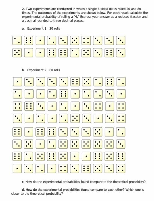 Solved Part 3: Theoretical and Experimental Probability The | Chegg.com