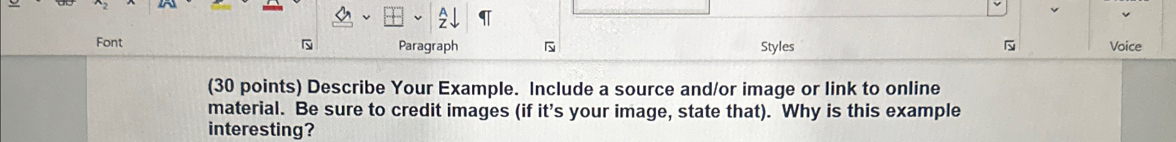 Solved (30 ﻿points) ﻿Describe Your Example. Include a source | Chegg.com