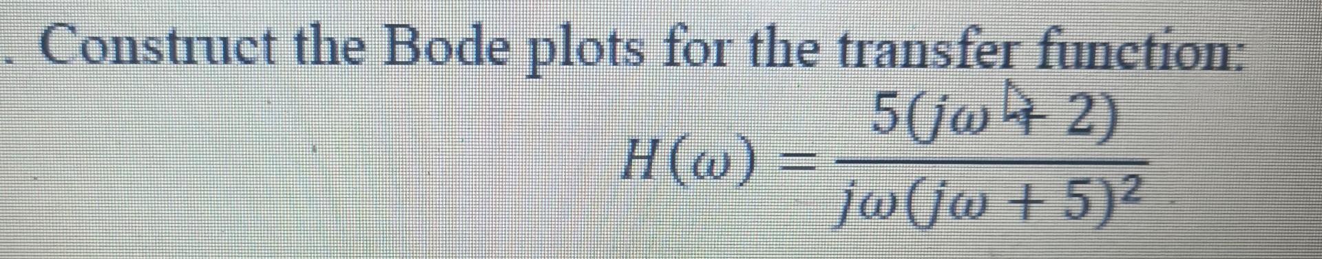 Solved Construct the Bode plots for the transfer function: | Chegg.com