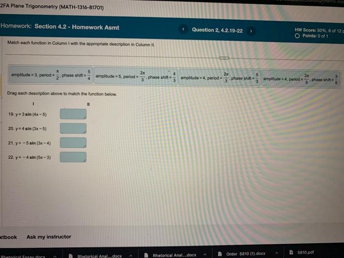 Solved Match Each Function In Column I With The Appropriate | Chegg.com