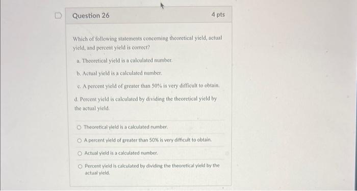 Solved Which of following statements conceming theoretical | Chegg.com