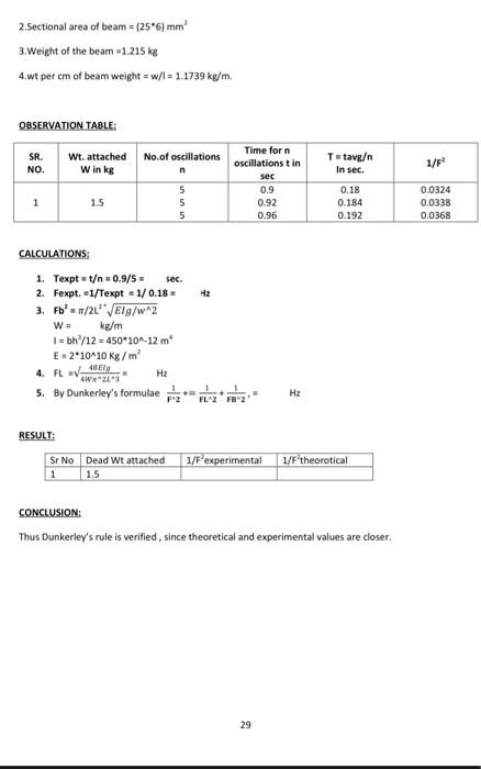 dunkerley's rule experiment