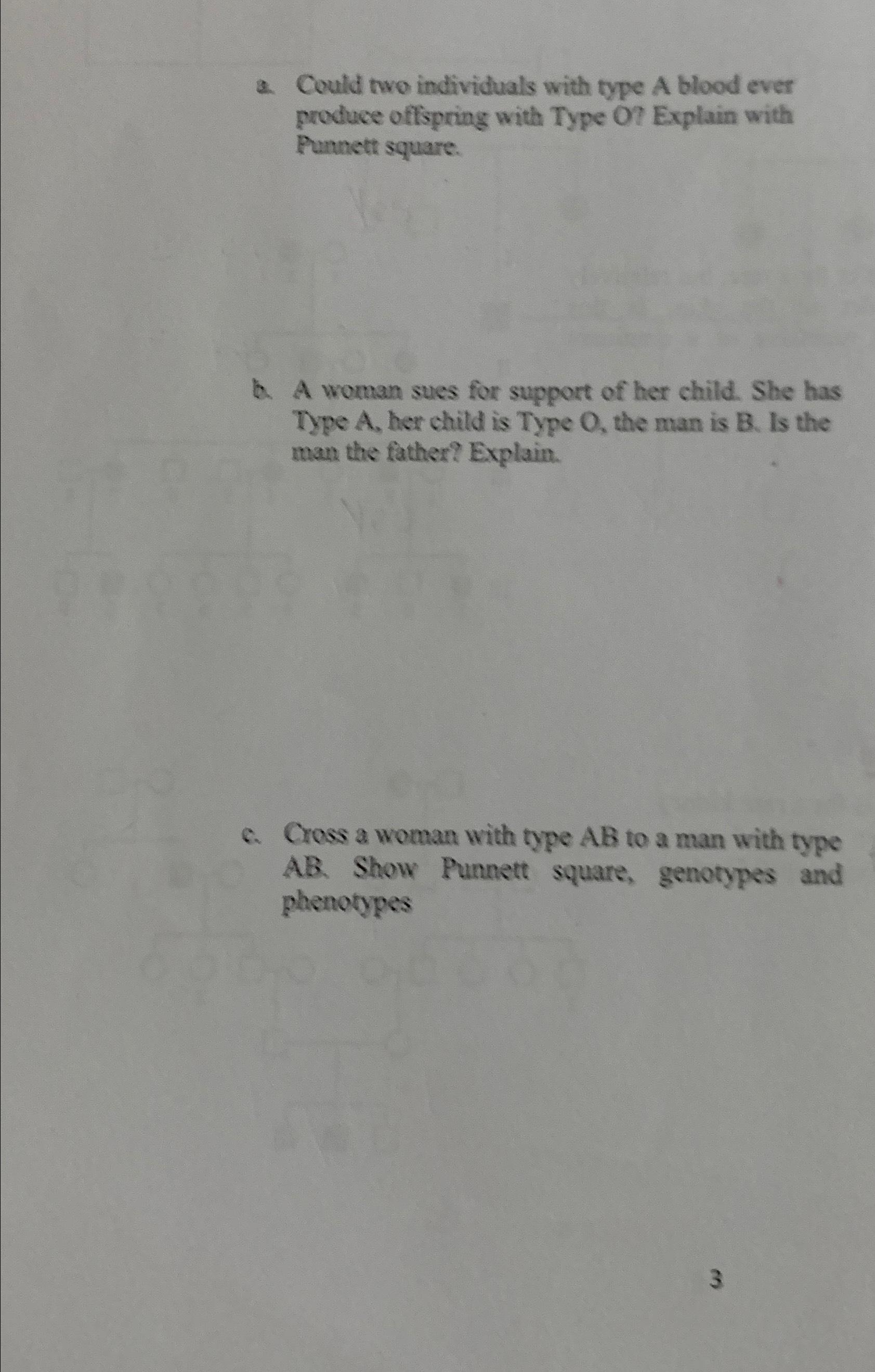 Solved a. ﻿Could two individuals with type A blood ever | Chegg.com