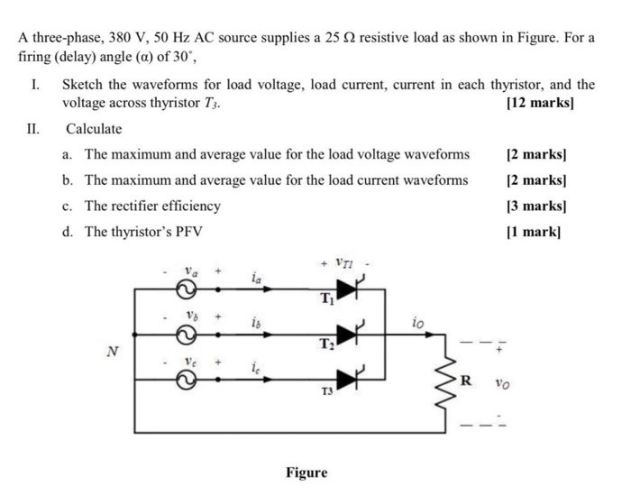 Solved A three-phase, 380 V, 50 Hz AC source supplies a 25 | Chegg.com