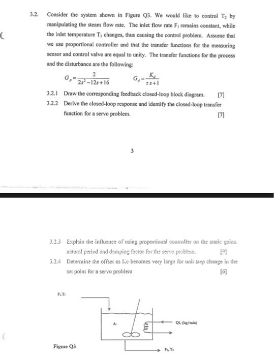 Solved 3.2. Consider the system shown in Figure Q3. We would | Chegg.com