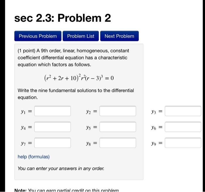 Solved sec 2.3: Problem 2 Previous Problem Problem List Next | Chegg.com