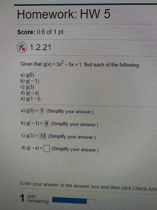 Solved Homework: HW 5 Score: 0.6 of 1 pt % 1.2.21 Given that | Chegg.com