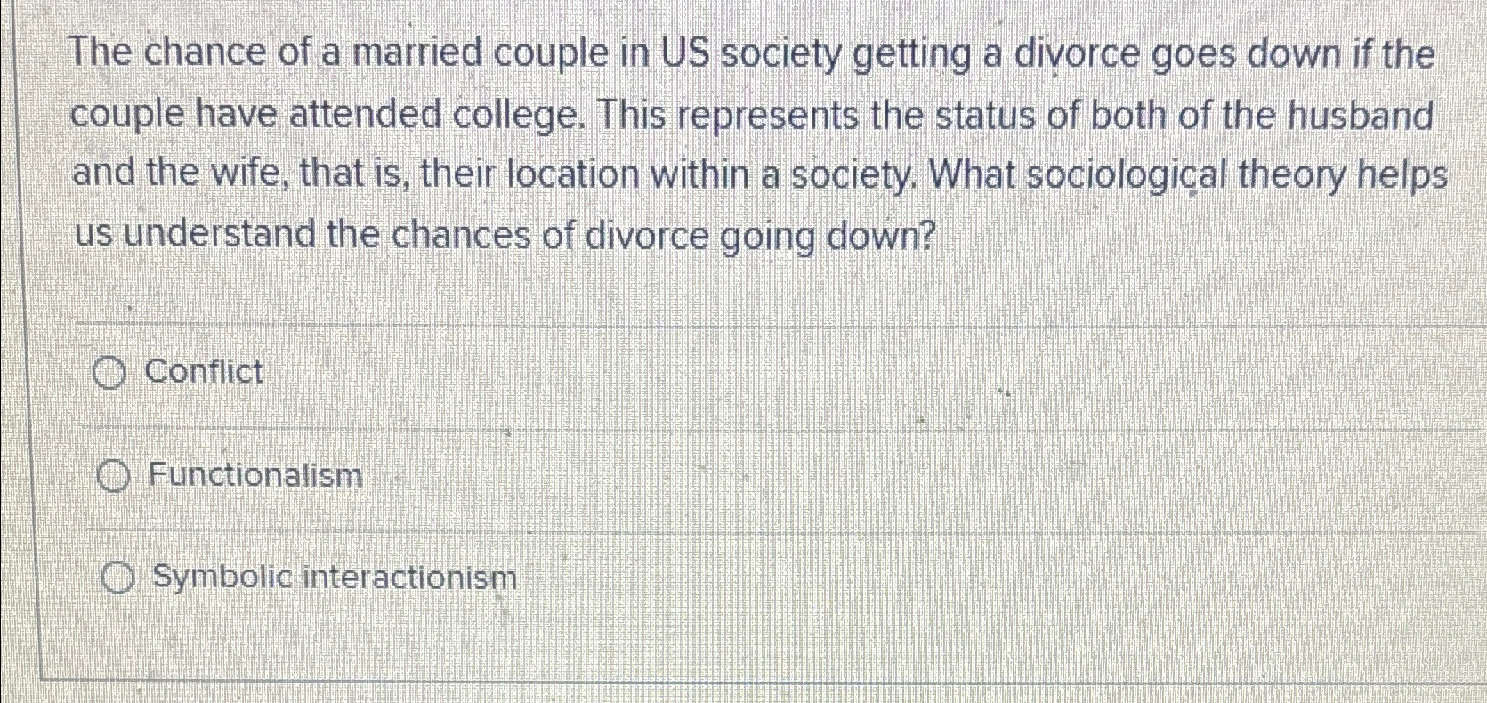 Solved The chance of a married couple in US society getting | Chegg.com