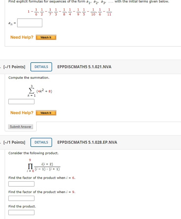 Solved Find explicit formulas for sequences of the form az | Chegg.com