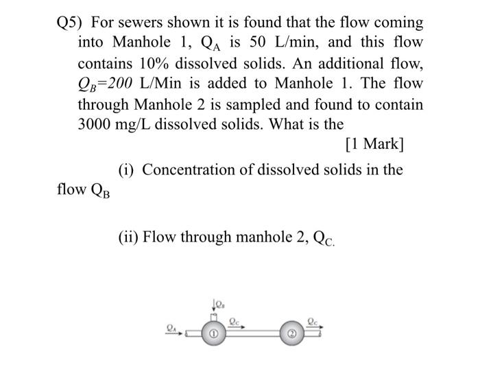 Solved Q5) For Sewers Shown It Is Found That The Flow Coming | Chegg.com