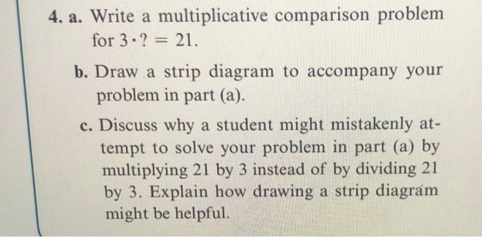 Solved 4. a. Write a multiplicative comparison problem for | Chegg.com