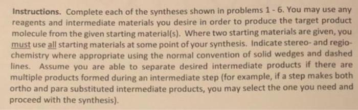 Solved Instructions. Complete Each Of The Syntheses Shown In | Chegg.com