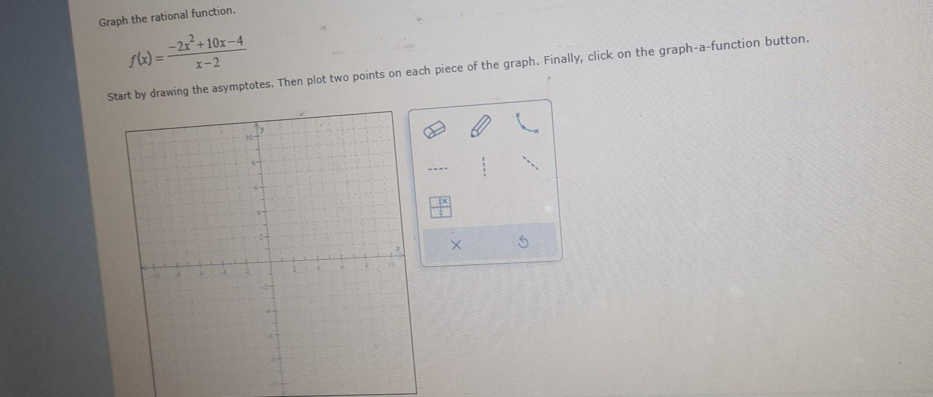 Solved Graph the rational function. f(x)=x−2−2x2+10x−4 start | Chegg.com