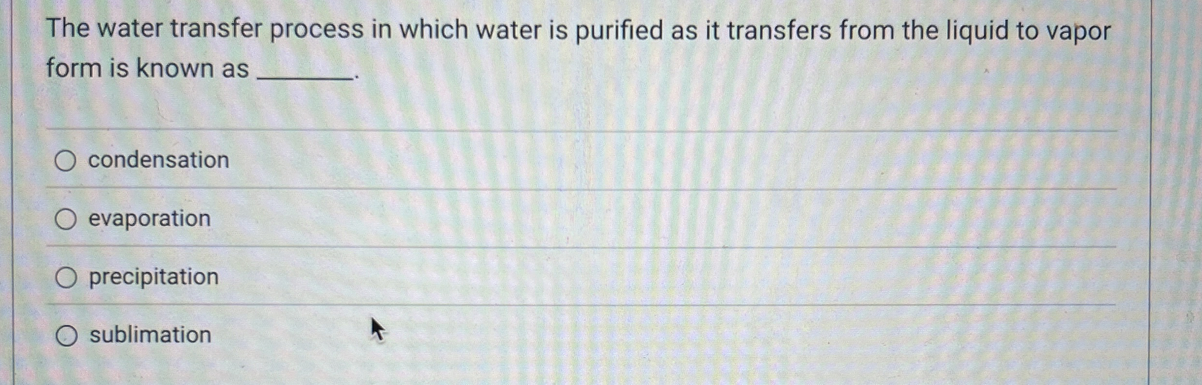 Solved The water transfer process in which water is purified | Chegg.com
