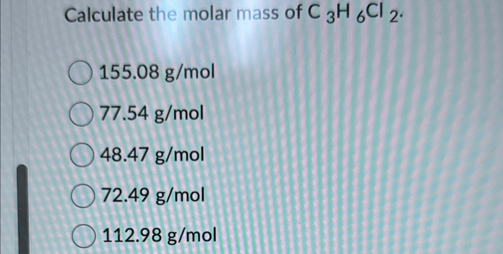 Solved Calculate the molar mass of | Chegg.com