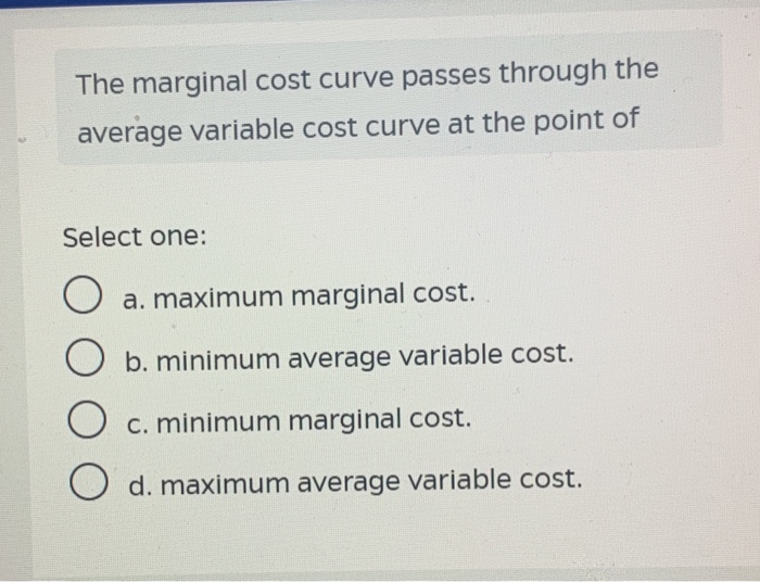 Solved The marginal cost curve passes through the average | Chegg.com