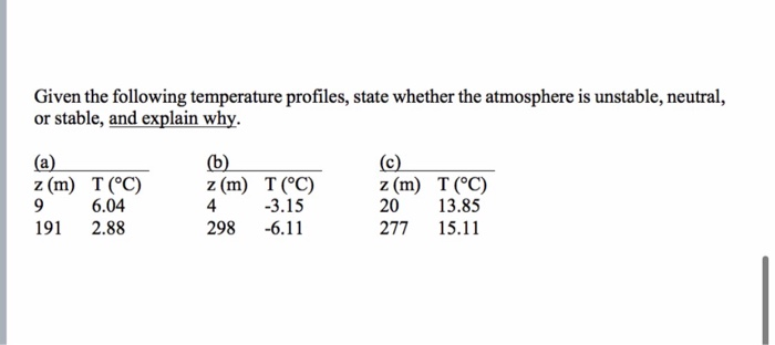 Solved Given the following temperature profiles, state | Chegg.com