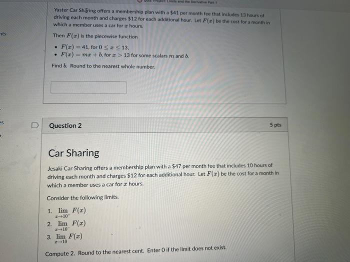 Solved Jesaki Car Sharing offers a membership plan with a