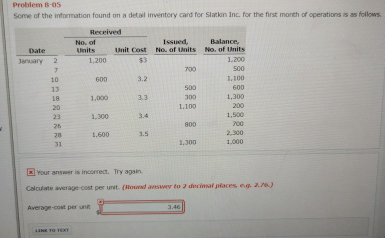 Solved Problem 8-05 Some of the information found on a | Chegg.com