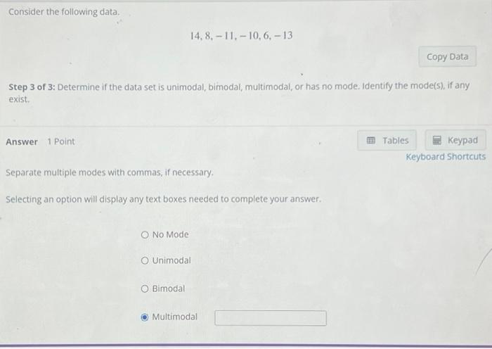 Solved Consider The Following Data. 14,8,−11,−10,6,−13 Step 