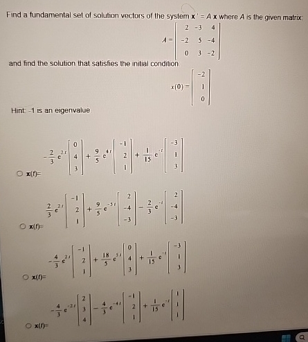Solved Find a fundamental set of solution vectors of the | Chegg.com