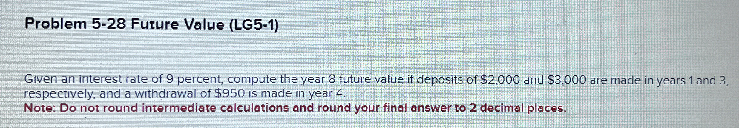 Solved Problem 5-28 ﻿Future Value (LG5-1)Given an interest | Chegg.com