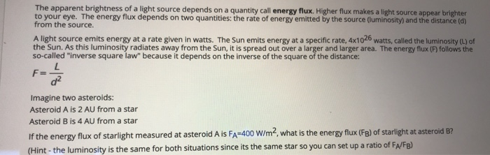 Solved The apparent brightness of a light source depends on | Chegg.com
