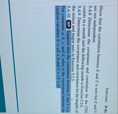 Solved ExercisesP-41Show that the correlation between x ﻿and | Chegg.com