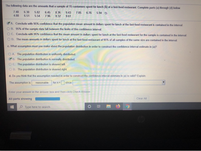 Solved The following data are the amounts that a sample of | Chegg.com