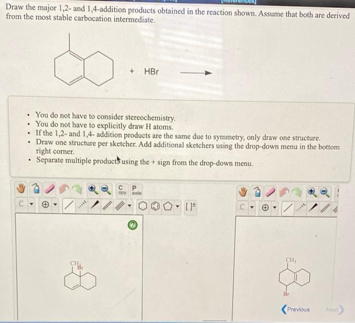 Solved Draw the major 1,2- and 1,4-addition products | Chegg.com