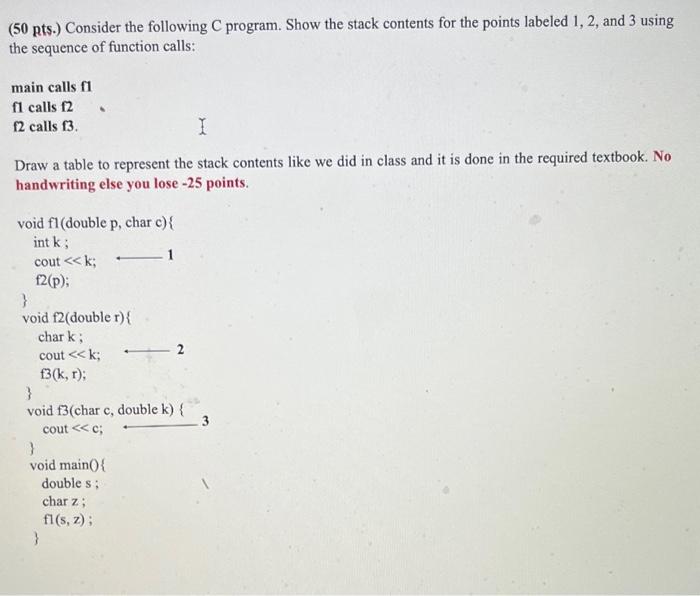 Solved (50 Pts.) Consider The Following C Program. Show The | Chegg.com