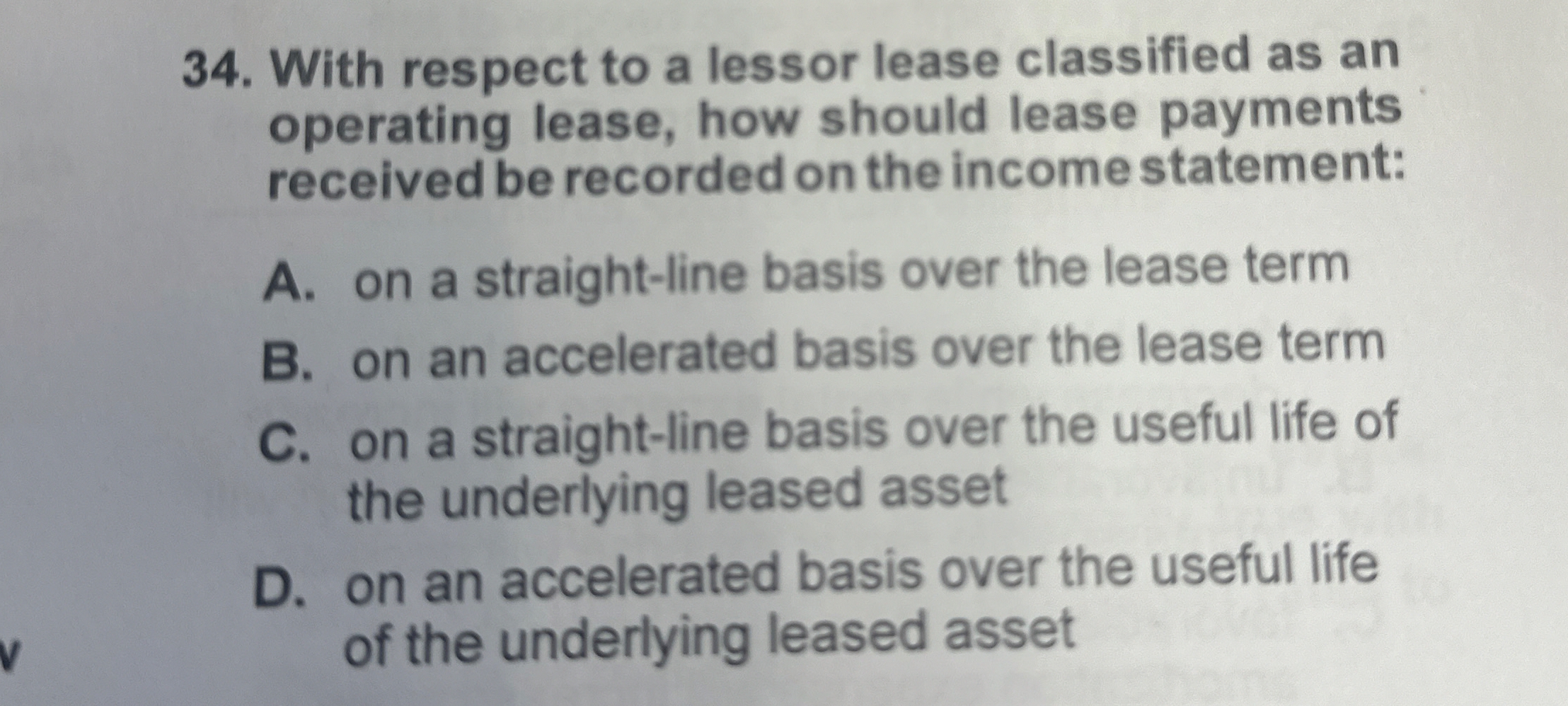 Solved With respect to a lessor lease classified as an | Chegg.com
