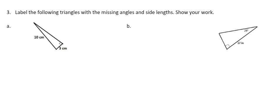 Solved 3. Label the following triangles with the missing | Chegg.com