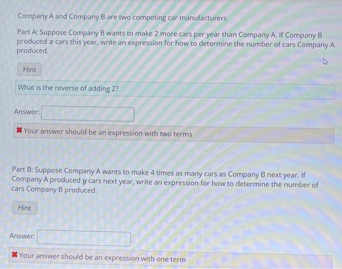 Solved Company A And Company B Are Two Competing Car | Chegg.com