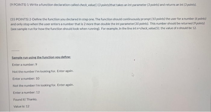 Solved (9 POINTS) 1-Write a function declaration called | Chegg.com