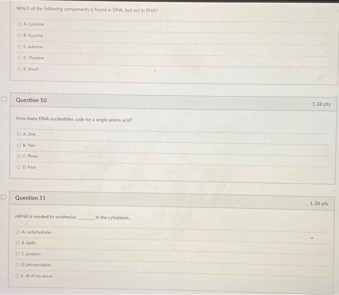 Solved Question 46 A segment of DNA that codes for a | Chegg.com