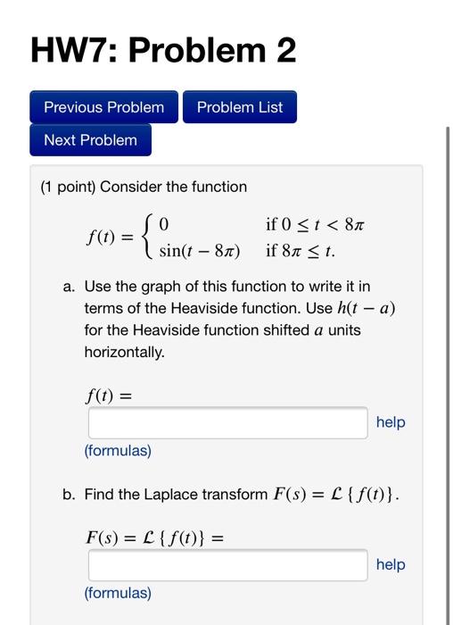 Solved HW7: Problem 2 Problem List Previous Problem Next | Chegg.com