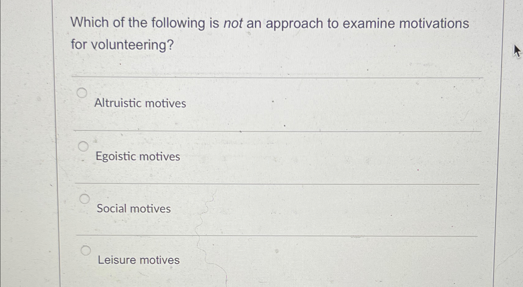 Solved Which of the following is not an approach to examine | Chegg.com