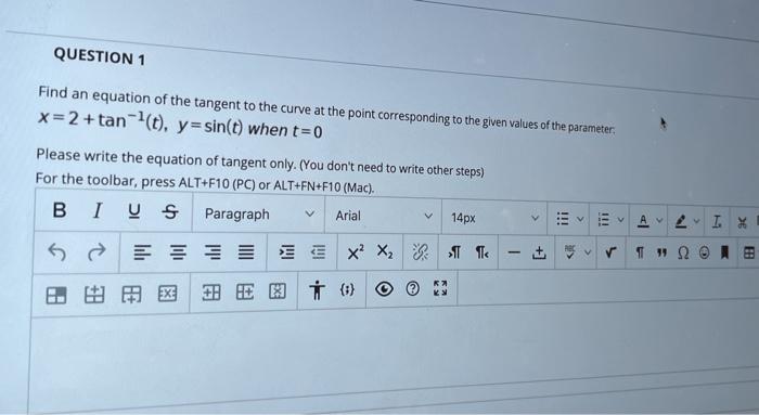 Solved QUESTION 1 Find an equation of the tangent to the | Chegg.com