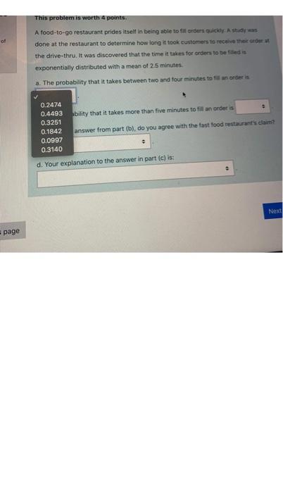 Solved This problem is worth 4 points. of A food-to-go | Chegg.com
