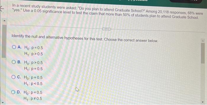 Solved In a recent study students were asked: "Do you plan | Chegg.com