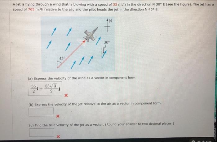 Solved A Jet Is Flying Through A Wind That Is Blowing With A Chegg Com