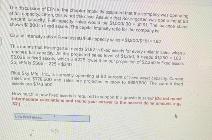 Solved The discussion of EFN in the chapter implicitly | Chegg.com